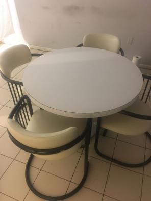 Round White Table with 4 Cushioned Seats
