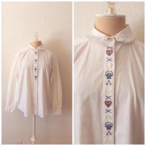Vintage 80s Embroidered Chic Blouse