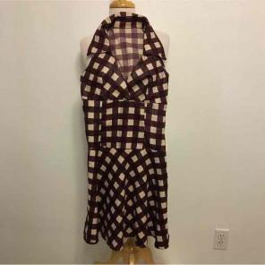 Vintage burgundy and beige dress 1960s