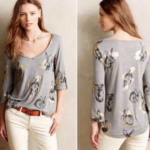 Anthropologie Porridge Gray Bunny Rabbit