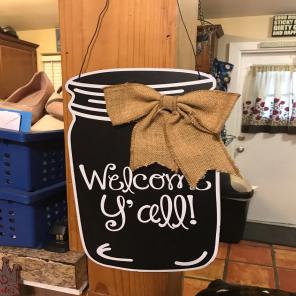 Welcome Y'all Hanging Wood Sign