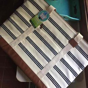 Striped cooler fashion bag/ tote