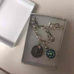 Handmade "E" Turtle Charm Bracelet