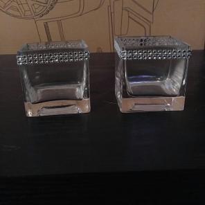 2 3in square silver bling vases $5