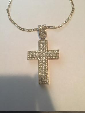 14K Gold Cross Pendant And Necklace