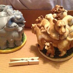 Elephants and lions trinket holders