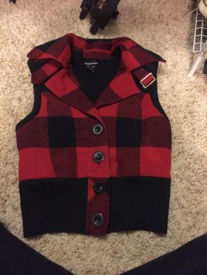 Sweater Vest Jacket Red Black M