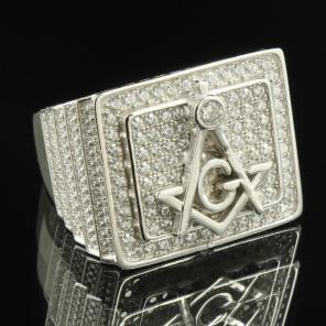14k Gold Icedout Masonic G Custom Ring