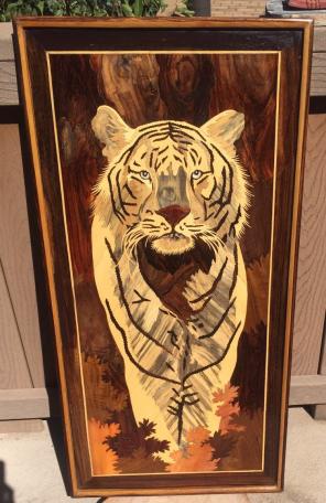 Wooden Inlay Tiger Wall Decor