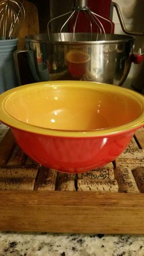 RESERVED Htf Pyrex red/orange clear
