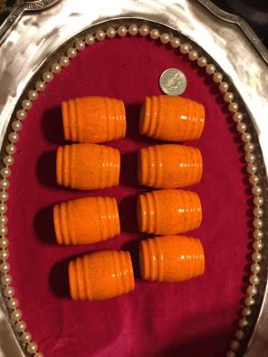 8 Vintage Large Orange Macrame Beads