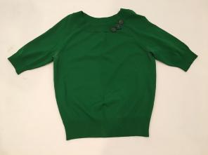 Kelly Green Sweater With Brooch Pin