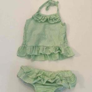 Green seersucker swimsuit