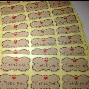 Kraft Scalloped Thank You Stickers