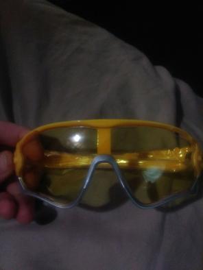 Yellow and silver ski glasses