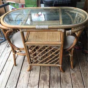 Vintage rattan breakfast nesting table