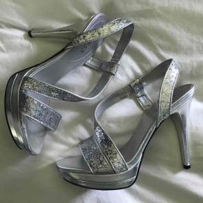 Silver Glitter Dressy Heels