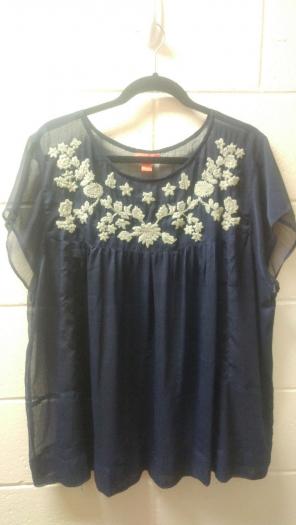 Navy sheer blouse