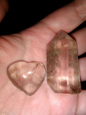 Phantom Quartz Wand & Clear Quartz Heart