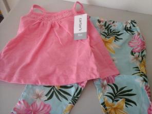 Carter's 2 piece pink tank flower pant