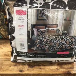 3 piece king size quilblack/white/begie/