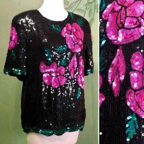 Vintage 80s/90s silk sequined beaded top
