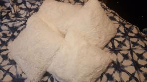 Four Fluffy Shaggy Throw Pillows