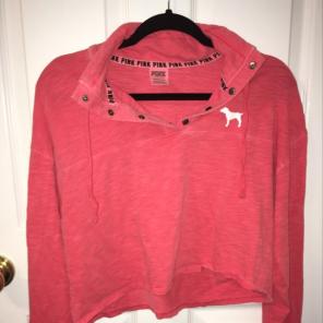 Pink VS Cropped Pullover Sweatshirt
