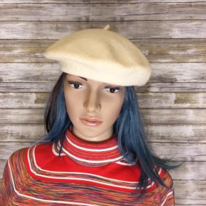 Vintage 60's Cream 100% Wool Beret