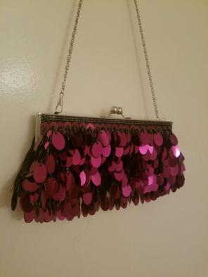 Vintage purple sequined clutch