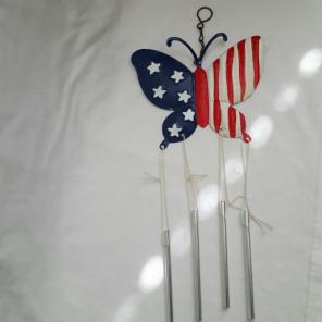 Butterfly American flag windchime