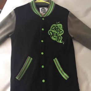 Drop dead kitty brains varsity jacket