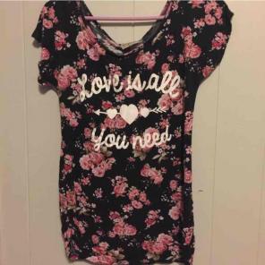 Floral Beatles lyrics graphic tee