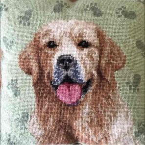 Golden Retriever Needlepoint Pillow