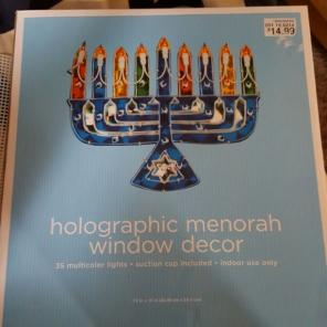 Holographic Menorah Window Decor