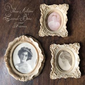 3 Antique Vintage Victorian Bone Frames