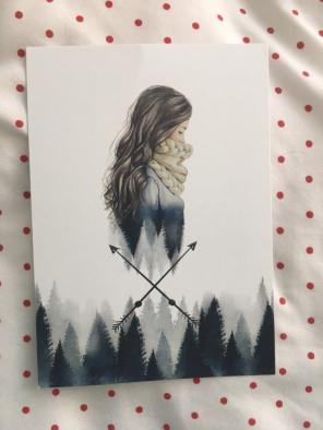 girl illustration post card