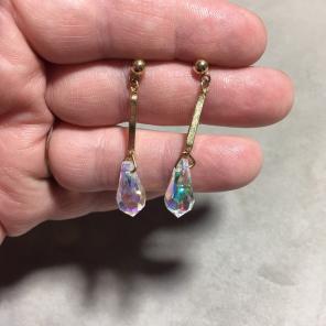 Gold tone and crystal earrings