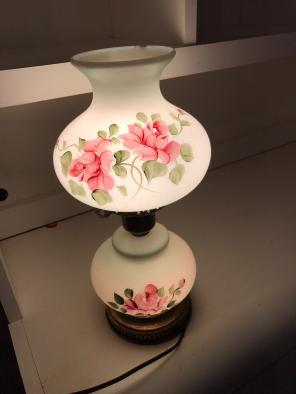 Antique Pink Rose Hurricane Lamp