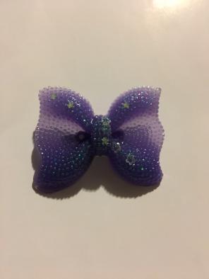 Purple Glittery Bow Brooch