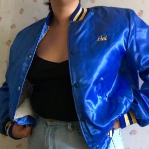 Thrifted Satin Blue Varsity Jacket