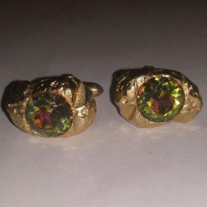 Swank Gold Nugget Rhinestone Cufflinks