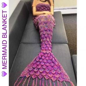 MERMAID W/SCALES & FRINGE BLANKET NEW