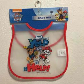 Paw Patrol clear plastic baby bib