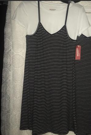 White and Black Stripe Dress.