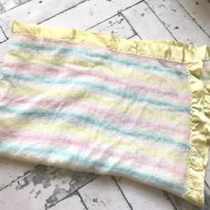 Vintage Acrylic Satin Trim Baby Blanket