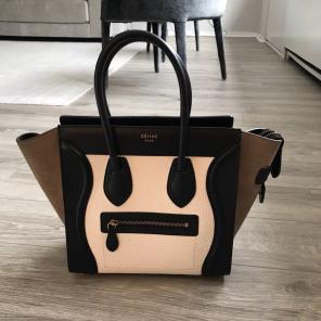 Auth Celine Tricolor Micro Luggage Tote