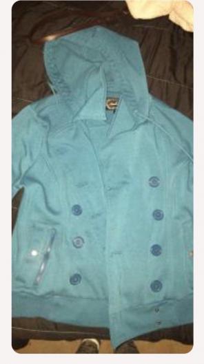 blue/green peacoat