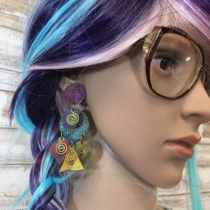 80's cosmic shapes & spiral earrings
