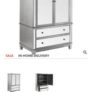 Hayworth Mirrored Armoire-Silver